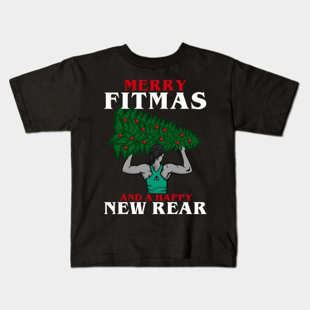 Merry Fitmas and a Happy New Rear - Muscles Gym Kids T-Shirt by biNutz